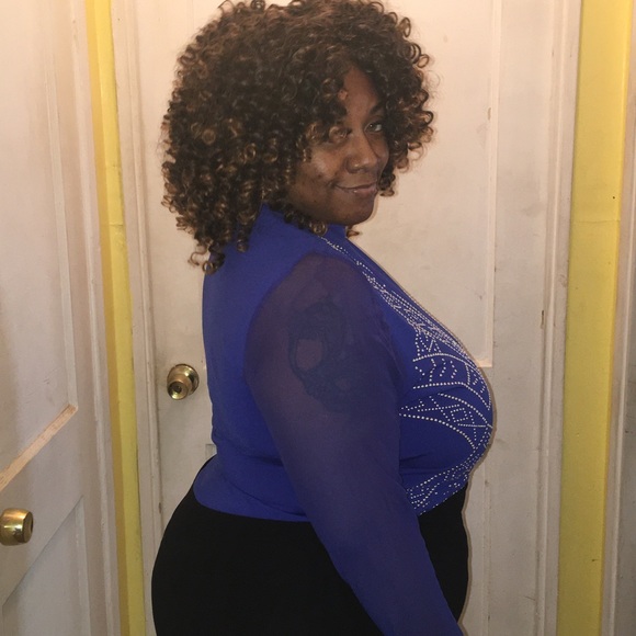 Blue Rhinestone Bodysuit - Picture 2 of 4